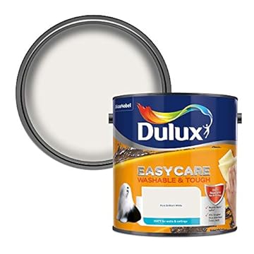 Dulux Easycare Washable and Tough Matt Emulsion Paint For Walls And Ceilings - Pure Brilliant White 2.5 Litres
