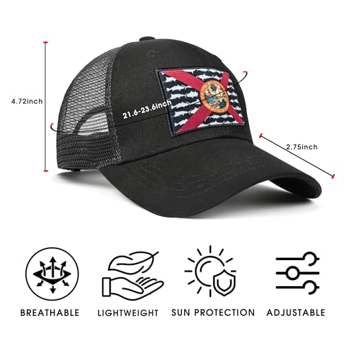 Image of Adjustable State Flag Trucker Hat Mesh Baseball Cap with Embroidered Patch for Men Women