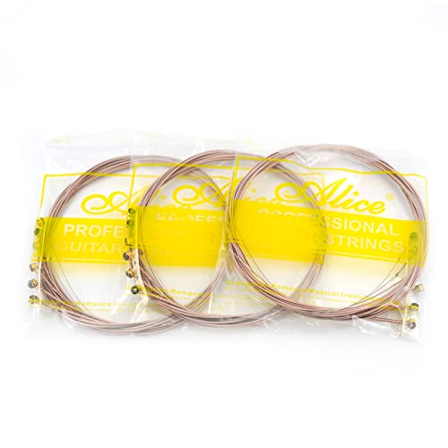 Alice Acoustic Guitar Strings Set - 6-String For Beginner, Briliant Steel Copper Alloy In Phosphor Bronze Color, 3 Packs (A206 Super Light) #TOP2
