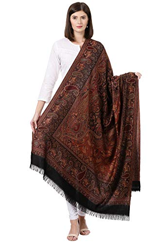 Pashtush Women's Kashmiri Shawl, Faux Pashmina Shawl, Warm And Soft, Luxury Design (Black)