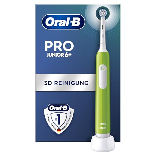 Oral-B Pro Junior Elektrische Zahnbürste für Kinder — Electric Toothbrush ab 6 Jahren — Inkl. 1 Aufsteckbürste, Designed by Braun, Grün 1