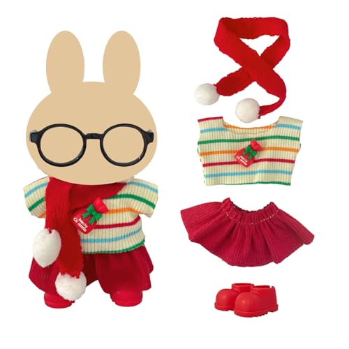 Ezcora 5 Pack Christmas Doll Clothes Set for 17cm Doll – Santa, Reindeer, Snowman Costumes with Shoes, Scarves & Glasses Accessories, (No Dolls) (Christmas Outfit) — view 6
