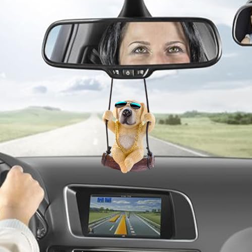 Seyrnicay Auto-Ornament mit schwingendem Hund, Hundeanhänger für Rückspiegel – lustige Auto-Aufhängung, Dekoration für LKW, Van, Limousine, Wohnmobil und Fahrzeug