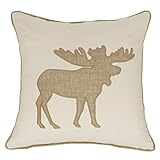 millianess Embroidered Throw Pillow Covers Moose Pattren 18x18 Inches for Living Room Cotton Cushions Covers (Khaki)