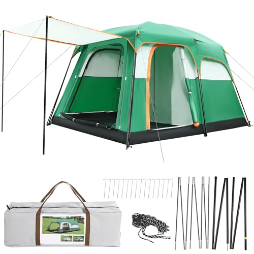 Fenbeli Camping Tent 6 Person - Waterproof Windproof Family Tent with Top Rainfly
