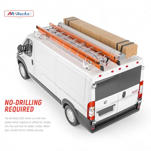 AA-Racks Model X202 Steel Van Roof Rack Cross Bars Fits 2013-On RAM ProMaster/ 2015-On Transit, 2 Bar 72\'\' - White - Thumbnail 5