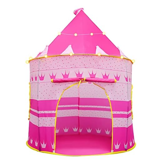Opret Tienda Campaña Infantil con Luces, Carpa Infantil Plegable, Castillo de Princesa Plegable, Regalo para Niños con Bolsa de Transporte para Interior y Exterior Adecuado Niños de 1 a 12 Años