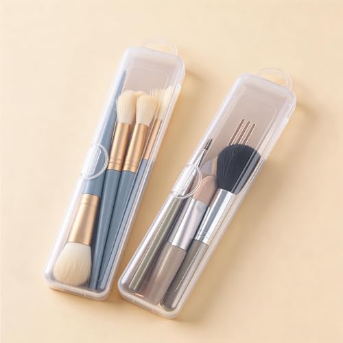 Organizador de pincéis de maquiagem transparente com tampa, estojo de pincel portátil à prova de poeira para viagem, suporte de plástico multiuso para ferramentas cosméticas, lápis e artigos de