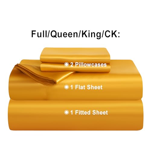 NTBAY California King Satin Sheet Set, 4 Piece, Gold - image 4