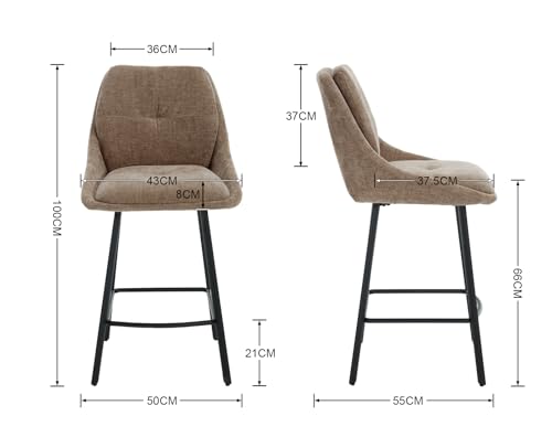 Tabourets de bar avec double dossier kaki lot de 4 chaises de bar - 4
