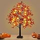 Herbstdeko Innen Ahornblatt Baum Lichter mit 74 LEDs, Warmem Licht LED Baum Herbst Dekoration USB & Batterie Herbstdeko Tisch Lichterbaum für Innen Wohnung Halloween Dekoration Ernte Party