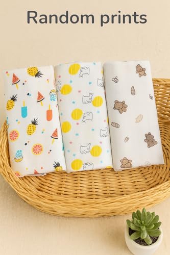 Image of Muslin Baby Bath Towel Cotton Super Soft Bathing Towels, Napkin for Newborn Single Layer Kids Boys and Girls (Pack of 4) White,Size 75 x 100 Cm, Multiprint on White