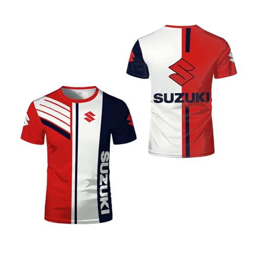 Seroni Kurzärmlige T-Shirts Für Herren Für Suzuki Rundhalsausschnitt 3D-Radtrikot Feuchtigkeitsableitende Poloshirts Weich Bedruckt Halbe Ärmel Lässiges T-Shirt-C||L