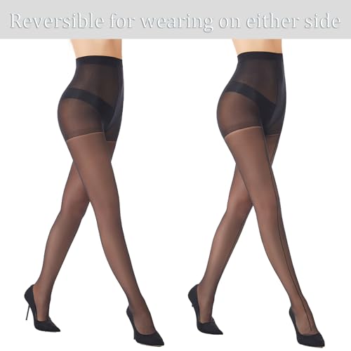 Back Seam Pantyhose for Women High Waist Sheer Tights with Line Down Back Sexy Seamd Stockings 2 Pairs4