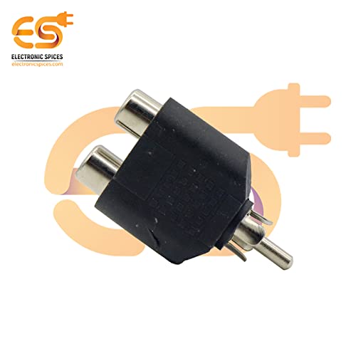 Image of Electronic Spices Single RCA Male to 2 RCA Female Dual Splitter Interface Audio Connector Pack of 20pcs