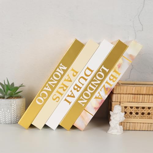 Decorative-Books-for-Home-Decor–Set-of-5-Faux-Books-Stylish-Coffee-Table-Fake-Books-for-Living-Room-Bookshelf-or-Mantel-LondonParisMonacoDubaiIbiza Decorative Books for Home Decor–Set of 5 Faux Books Stylish Coffee Table Fake Books for Living Room Bookshelf or Mantel LondonParisMonacoDubaiIbiza