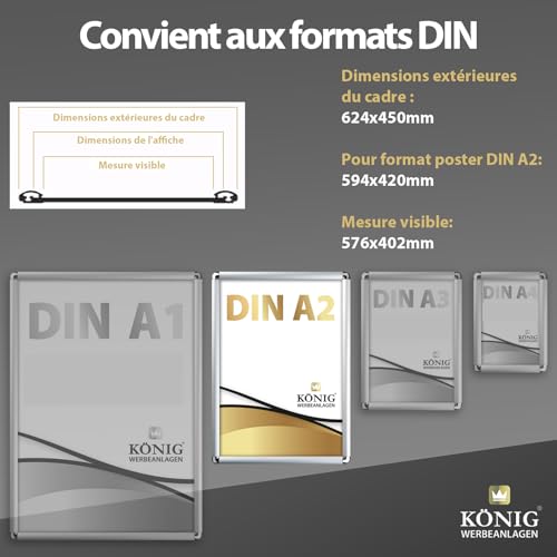 Cadre interchangeable A2 à coins arrondis pour affiche de salon ou bureau - 5