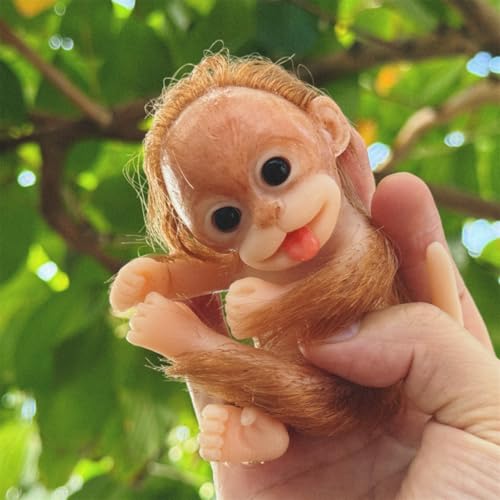Abenduot 6 Inch Full Body Soft Silicone Monkey Handmade Mini Lifelike Silicone Squishy Reborn Animal Dolls Home Decorations