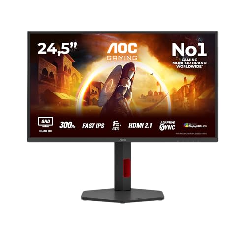 Image of AOC Sr Computer Monitor 62.2 Cm (24.5 inch) 2560 X 1440 Pixels, W129162790 ((24.5) 2560 X 1440 Pixels Quad Hd Led Black, Red)