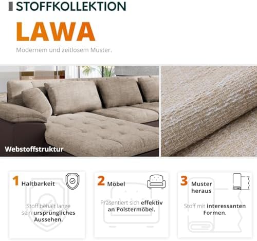 7. Bild von Mirjan24 Schlafsofa Jonas, Sofa mit Bettkasten und Schlaffunktion, Bettsofa, Dauerschläfer-Sofa, Schlafcouch, Materialmix, Couch vom Hersteller, Wohnlandschaft (Lawa 06) 195 x 87 x 86 cm