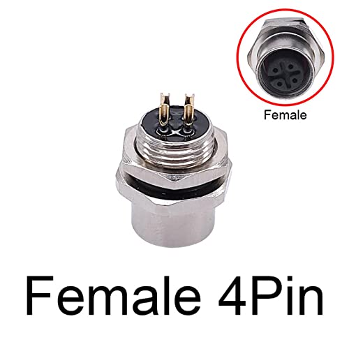 Conector M12 hembra 4 pines con brida roscada de alta resistencia para panel 3