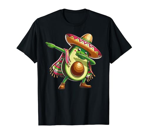 Dab Mexican Avocado Poncho Sombrero Boys Funny Cinco de Mayo T-Shirt