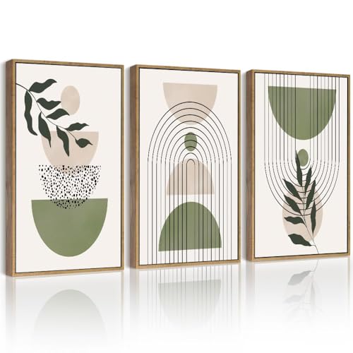 Drsoum Green Botanical Boho Wall Art Framed Modern Sage Bohemian