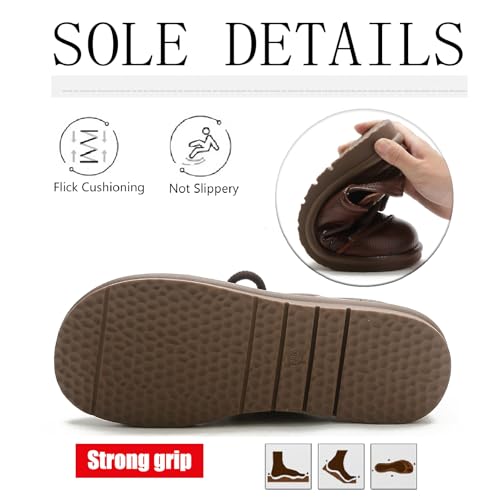 Women's Genuine Leather Flat Walking Shoes Retro Comfortable Round Toe Lace-up Soft Bottom Casual Leather Shoes for Daily Work Office4