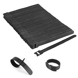 KATELUO Kabel Klettband, Kabelbinder Schwarz Klettverschluss Selbstklebend Kabelbinder Wiederverschließbar mit Hochwertigem Nylonmaterial (100 Stück 150 x 12 mm)