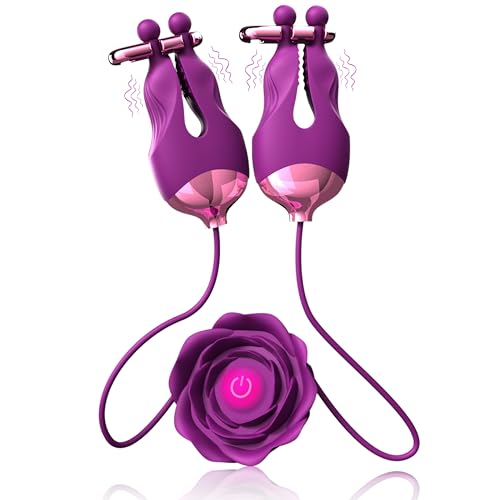 Women Sex Toys Nipple Toys Vibrators with 10 Vibration Modes Adjustable Rechargeable Vibrating Nipple Clamps Adult Toys for Couples BDSM Sex Pleasure