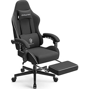Dowinx Gaming Chair for Adults, Computer Chairs with Footrest, Ergonomic PC Chair with Massage, Office Chair with Armrests, Up to 150Kg, Black