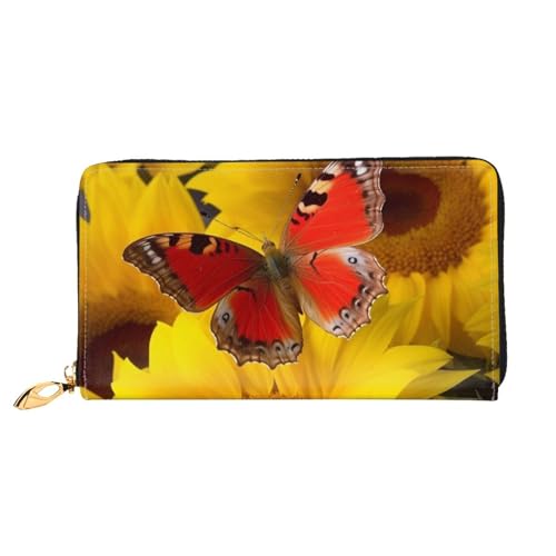 Portefeuille femme tournesols grand porte-carte de crédit zippé pochette voyage