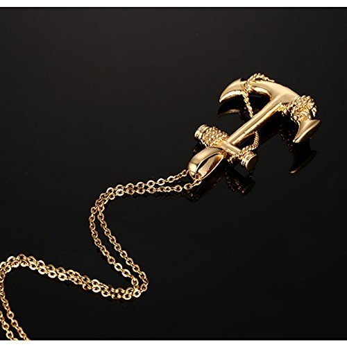 JAJAFOOK Mens Womens Vintage Gold Plated Stainless Steel Anchor Charm Pendant Necklace2