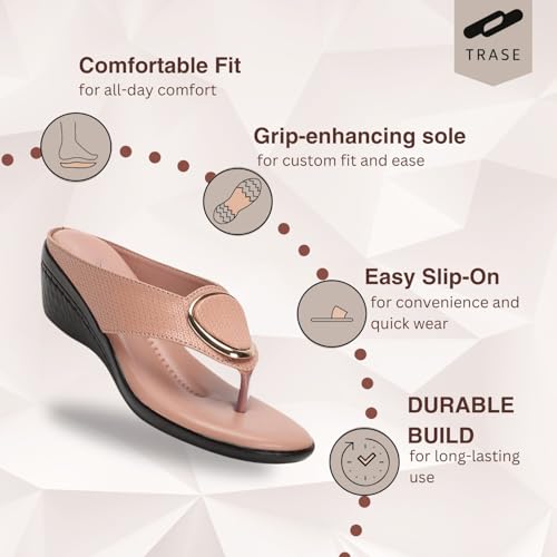 Image of TRASE Women's Fashion Sandal | Faux Leather, Comfortable & Stylish Wedges | Ideal for Casual & Formal Occasions 2 inches heel