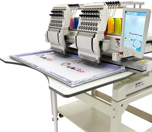 HayWHNKN Commercial Embroidery Machine 15.7"x19.6" Embroidery Area Automatic 15 Needle Embroidery Machine 2-Head Industrial Embroidery with 10" Touch Screen for Hat, Shirt Clothes Embroidering