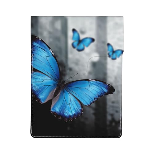 Pochette ordinateur 13 pouces élégante en cuir motif papillon bleu