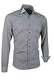 Giorgio Capone Herrenhemd, 100% Baumwolle, schwarz-weiß-gestreift, ausgefallenes Design an Kragen und Manschetten, Langarm, Slim & Regular Fit (M Slim)