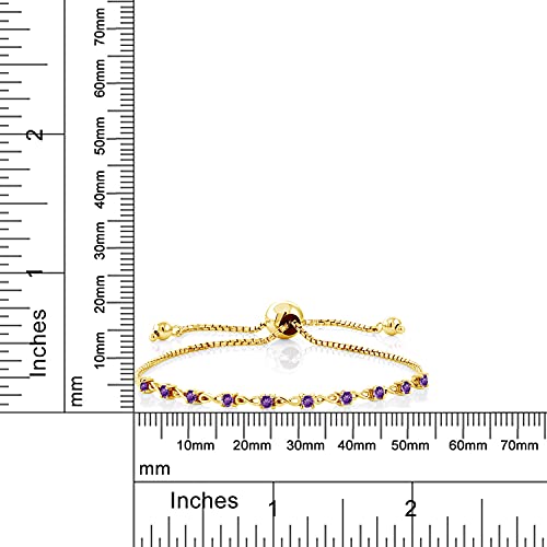 Gem Stone King 18K Yellow Gold Plated Silver Gemstone Birthstone Infinity Tennis Bracelet For Women | Round 2.5MM | Adjustable Bolo Bracelet Up to 9 Inch | Easy-On Easy-Off3