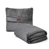 WOZOKE Travel Blanket Pillow Throw Fleece - 2-in-1 Travel Pillow and Blanket Set for Airplane Fluffy Fuzzy Soft Cozy Thick Lightweight Gray 450GSM 67'x50'