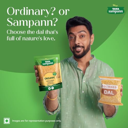 Image of Tata Sampann Organic Unpolished Toor Dal (Arhar Dal), 1 kg (Pack of 3)
