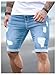 SOLY HUX Men's Distressed Jean Shorts Ripped Bermuda Denims Casual Fitted Streetwear Light Wash Medium