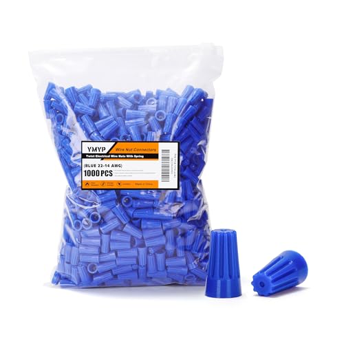 1000PCS Wire Nut Connector - AWG 22-14 Blue - Insulated Insert Twist Electrical Wire Terminal with Spring, Portable Wire Caps for Quick Connection