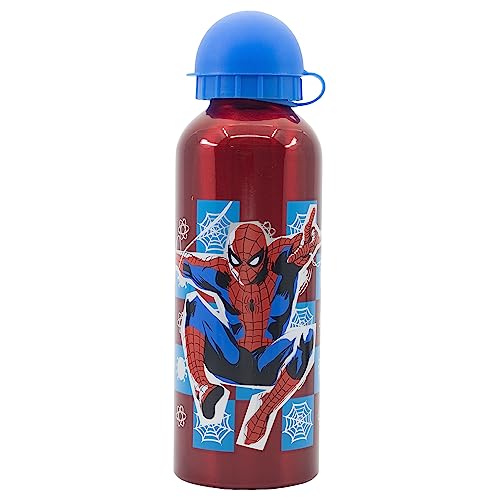 Stor Bouteille en aluminium originale Marvel Spiderman 530ML pour enfants avec bec verseur et bouchon qui garantissent une sécurité maximale.