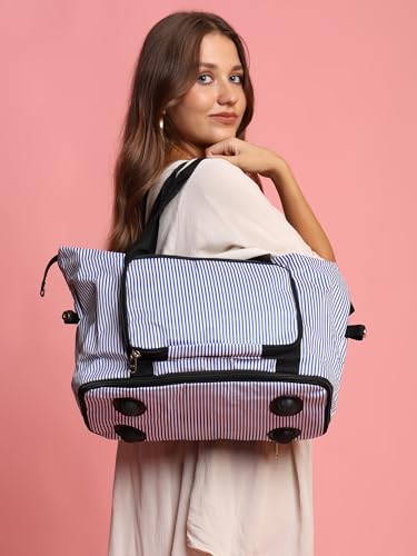Image of ENSAC Premium Duffle Travel Bag for Men and Women, Luggage Travelling Bag for Women, Stylish Duffel Cabin Size Duffle Bag-White Blue