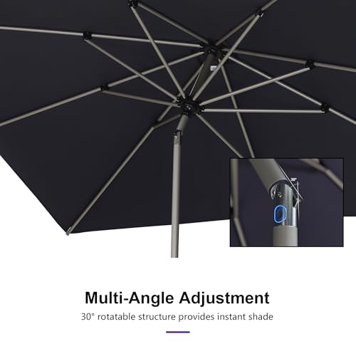 Image of PURPLE LEAF Patio Umbrella 4' x 6' Rectangle Tilt Market Umbrella Navy Blue