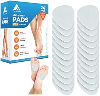 TXL Active Metatarsal Pads – 24 Pack Metatarsal Pads for Women and Men – Strong 3M Adhesive Strips Foot Pads for Shoes – Premium Wool Felt Arch Pads – Soft and Comfortable – Non-Slip Surface