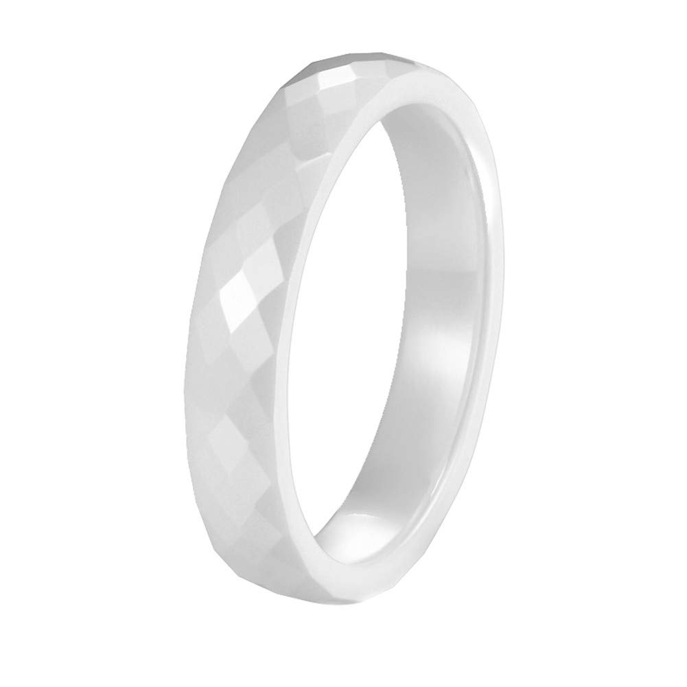 Bague Femme Céramique Zircon PAURO - Anneau Engagement Mariage Élégant Et Hypoallergénique