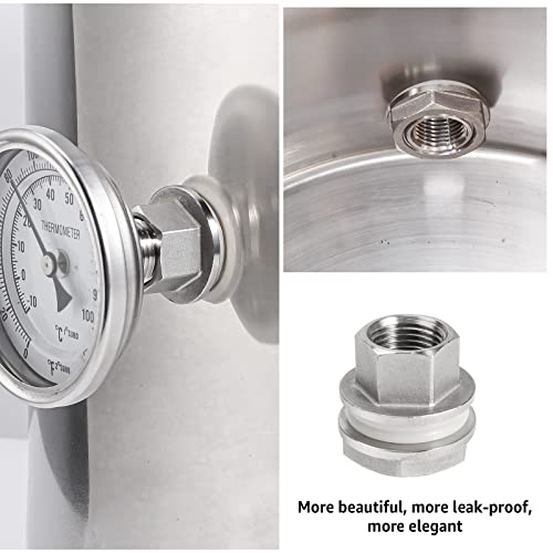 FERRODAY Stainless Steel 1/2” NPT Weldless Bulkhead Strong Gaskets Easy to Use Bulkhead Fitting for Homebrew Kettles Beer Rain Barrel Weldless Bulkhead Aquarium Adapter 1/2 Weldless Bulkhead Fitting