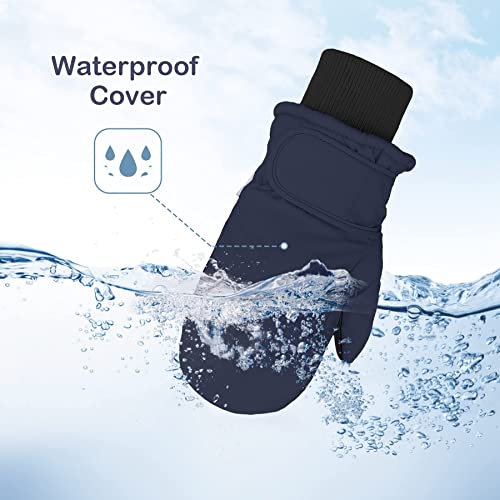 Zando Toddler Mittens Kids Waterproof Ski Mittens Baby Boy Girl Snow Mittens Baby Fleece Lined Gloves Mittens For Toddler Boys Girls Toddler Warm Winter Mittens A Classic Black 1-2T #TOP3