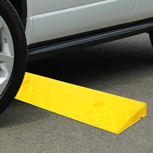 Alfombra umbral para rampa de coche SHINEOFI, 2 piezas, 3 cm de altura, amarilla, para motocicletas, sillas de ruedas y carga de vehículos, almohadilla triangular antideslizante para uso doméstico y vial miniatura 7